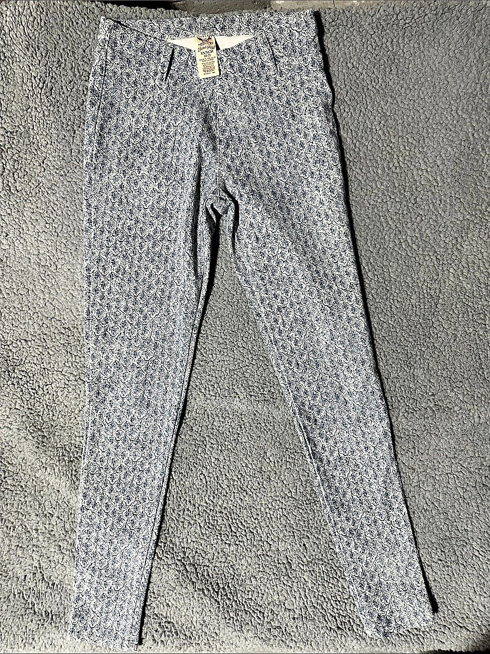 Faded Glory Women’s XS Blue White Paisley Print Stretch Skinny Pants